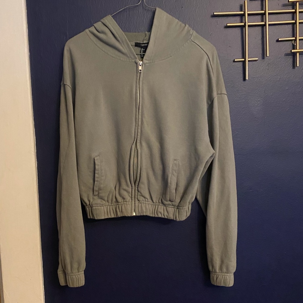 Forever 21 Gray Zip-Up Hoodie